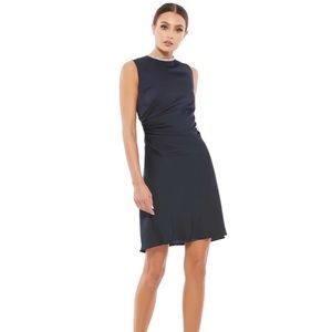 MAC DUGGAL SATIN COCKTAIL DRESS W/ RHINESTONE ACCENTS